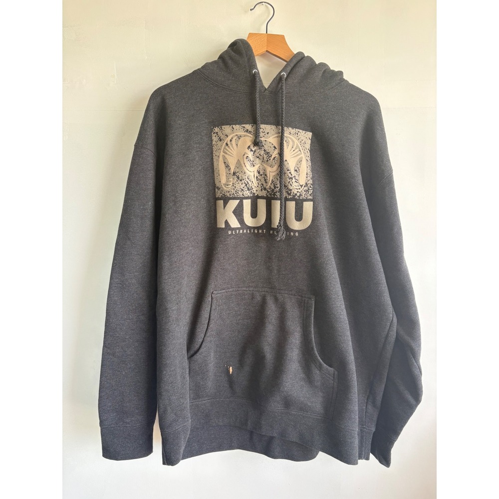 Kuiu TOPO Hunting Men XL Charcoal Gray Graphic Logo Pullover Hoodie Fleece